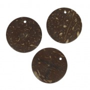 Pendenti cocco dischi 30 mm Marrone scuro x4