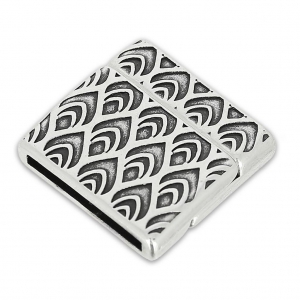 Chiusura magnetica motivo Coda di pavone mm.24 per laccetto mm.20 Placcatura argento antico