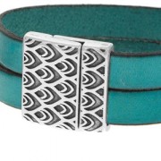 Chiusura magnetica motivo Coda di pavone mm.24 per laccetto mm.20 Placcatura argento antico