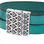 Chiusura magnetica motivo Coda di pavone mm.24 per laccetto mm.20 Placcatura argento antico