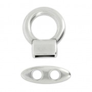 Chiusura a T barra per cordone mm. 5 Placcatura Argento Antico x1