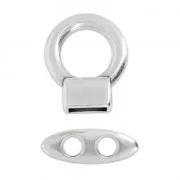 Chiusura a T barra per cordone mm. 5 Placcatura Argento Antico x1