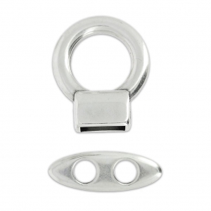 Chiusura a T barra per cordone mm. 5 Placcatura Argento Antico x1