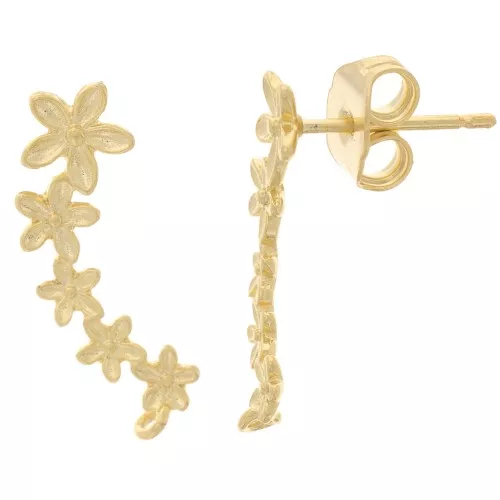 Orecchini trio di fiori mm. 19.5 Dorato con oro fino x2