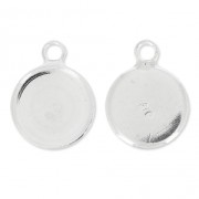 Castone pendente fondo piatto per cabochon 12 mm Argento 925|raw }}