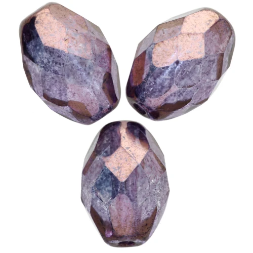 Perla a forma di oliva sfaccettate 11x8 mm - Crystal Lila Vega Luster x20