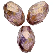 Perla a forma di oliva sfaccettate 11x8 mm - Crystal Lila Gold Luster x20
