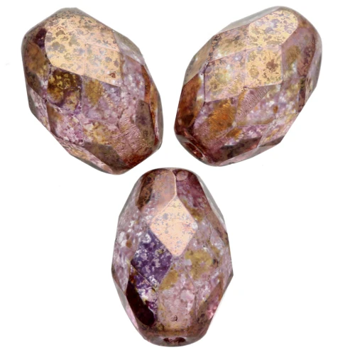 Perla a forma di oliva sfaccettate 11x8 mm - Crystal Lila Gold Luster x20