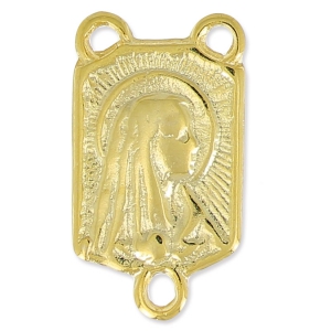 Separatore Vergine Maria per rosario mm. 19x10 dorato con oro fino x1