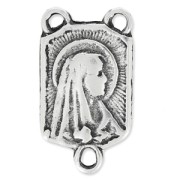 Separatore Vergine Maria per rosario mm. 19x10 argentato antico x1|raw }}