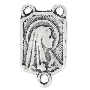 Separatore Vergine Maria per rosario mm. 19x10 argentato antico x1