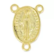 Separatore Vergine Maria per rosario mm. 18x13 dorato con oro fino x1