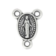Separatore Vergine Maria per rosario mm.14x11 argentato antico x1|raw }}