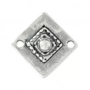 Separatore losange 2 fori mm. 21 argentato antico x1