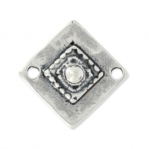 Separatore losange 2 fori mm. 21 argentato antico x1