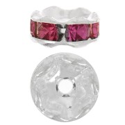 Rondelle Strass mm. 6 argentato/Fuchsia x4|raw }}