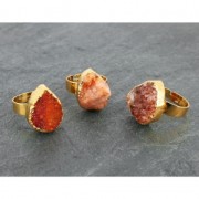 Bague Druzy Agate réglable poire 20 mm dorato/Arancione x1
