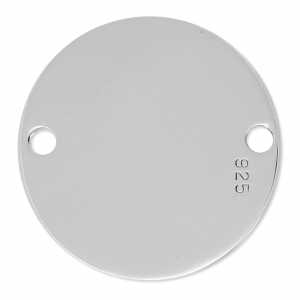 Distanziatore rotondo 2 fori da incidere mm.25 Argento 925  x1