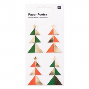 Albero Di Natale 3d.Foglio Da 4 Stickers 3d 7x15 Cm Albero Di Natale Verde Rosso Perles Co