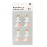 Stickers Paper Poetry Alberi di Natale 43 mm Pastello/Dorato x16