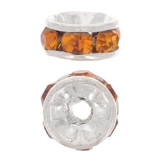 Rondelle Strass mm. 6 argentato/Topaz x4