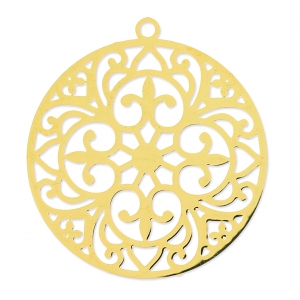 Pendentif laser cut leggero rotondo 30 mm dorato x1