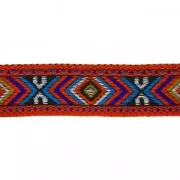 Gallone fantasia etnica a losanghe 18 mm Rosso/Green Turquoise x50cm