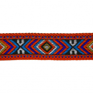 Gallone fantasia etnica a losanghe 18 mm Rosso/Green Turquoise x50cm