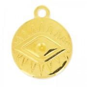 Ciondolo occhio portafortuna 19 mm Dorato con oro fino x1|raw }}