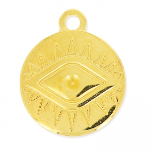 Ciondolo occhio portafortuna 19 mm Dorato con oro fino x1