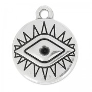Ciondolo occhio portafortuna 19 mm Placcatura argento antico x1|raw }}