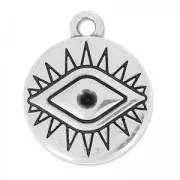 Ciondolo occhio portafortuna 19 mm Placcatura argento antico x1