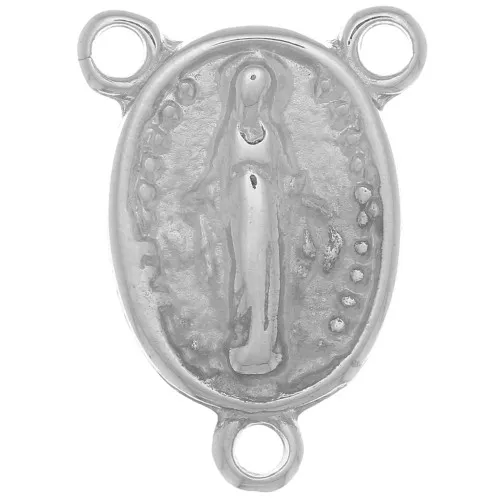 Separatore Vergine Maria per rosario mm. 18x13 Rodio x1