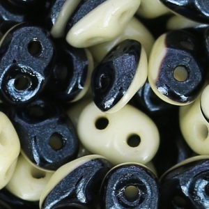 SuperDuo Duet mm. 2.5x5  Black/Opaque Beige x10g