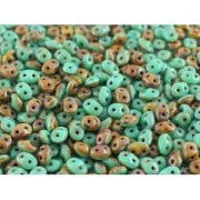 SuperDuo Duet mm. 2.5x5 Green Turquoise/Ivory Dark Travertin x10g