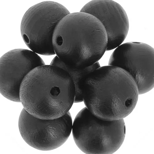 Perla tonda in legno mm. 20 Nero x5