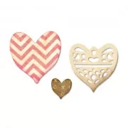 Assortimento di 4 Dies Thinlits da taglio Sizzix di metallo Cuori x1