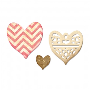 Assortimento di 4 Dies Thinlits da taglio Sizzix di metallo Cuori x1