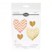 Assortimento di 4 Dies Thinlits da taglio Sizzix di metallo Cuori x1
