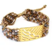 Distanziatore martellato 6 file 30x20 mm dorato rosa satinato x1