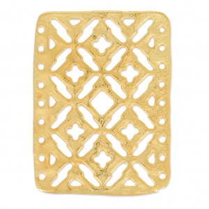 Distanziatore martellato 9 file28.5x38 mm Dorato con oro fino con oro fino satinato x1