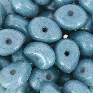 Perle di vetro Tico Beads 5x7 mm Chalkwhite Blue Ceramic Look x25