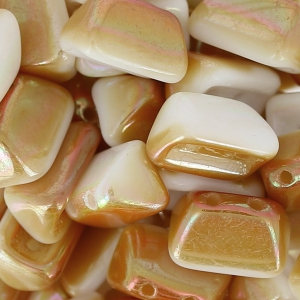 Perle di vetro Roofy Beads 5x8 mm Opaque White Orange Rainbow x25