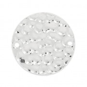 Distanziatore 2 fori rotondo martellato mm. 18 in Argento x1|raw }}