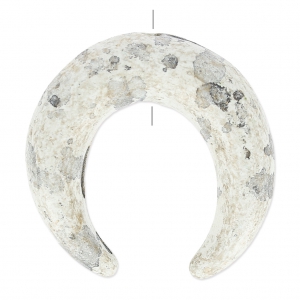 Pendentif forme demi-lune ou corne en céramique 36 mm Beige Marbré Mat