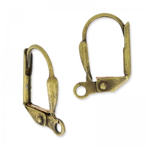 Orecchini con ganci chiusi goutte mm. 14 anello da decorare bronzo x2