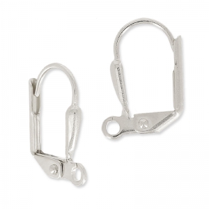 Orecchini con ganci chiusi goccia mm. 14 con anello da decorare Placcatura argento fino x2