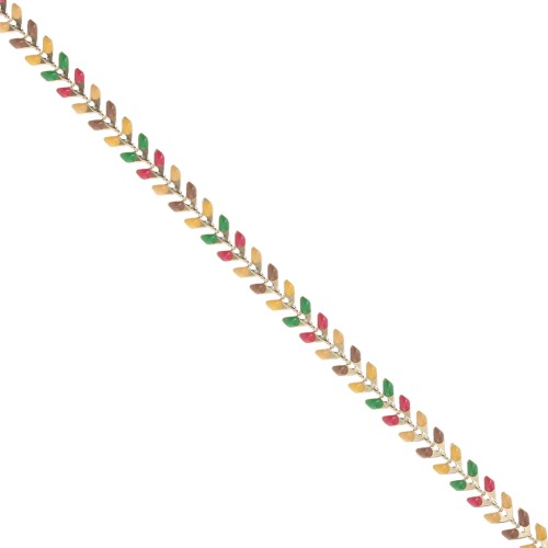 Catena a spina di pesce in resina epossidica da 6,3 mm color senape/rosso/verde dorato x 20cm
