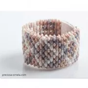 Perle in vetro Preciosa Tee Beads mm.2x8 Olive Green Gold Shine x50