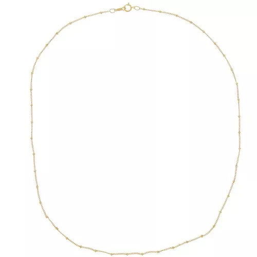 Collana con catena a cordoncino e perle rotonde alternate da 2 mm Gold filled (oro laminato) x 52 cm